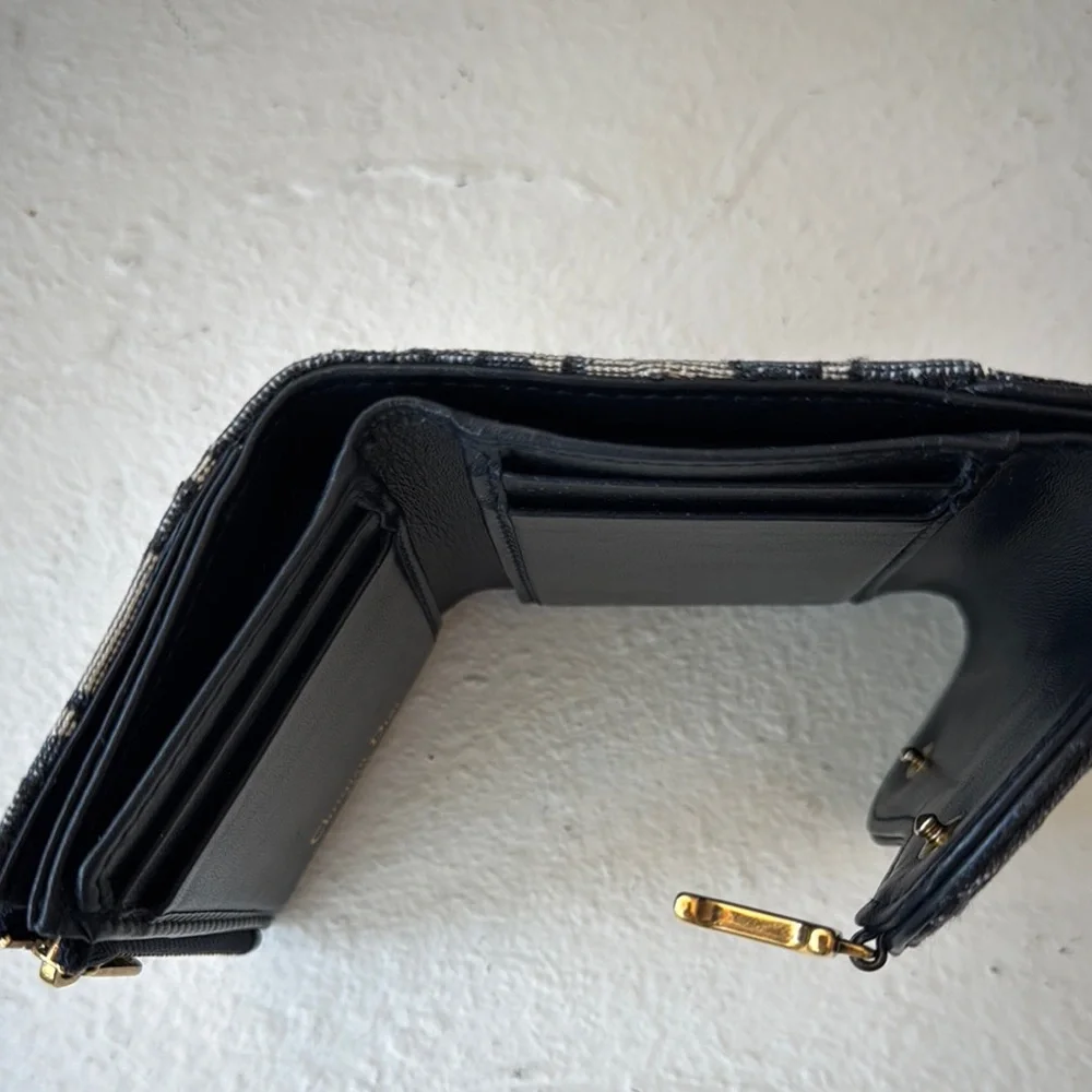 Dior Navy Saddle Monogram Wallet with Gold Detail